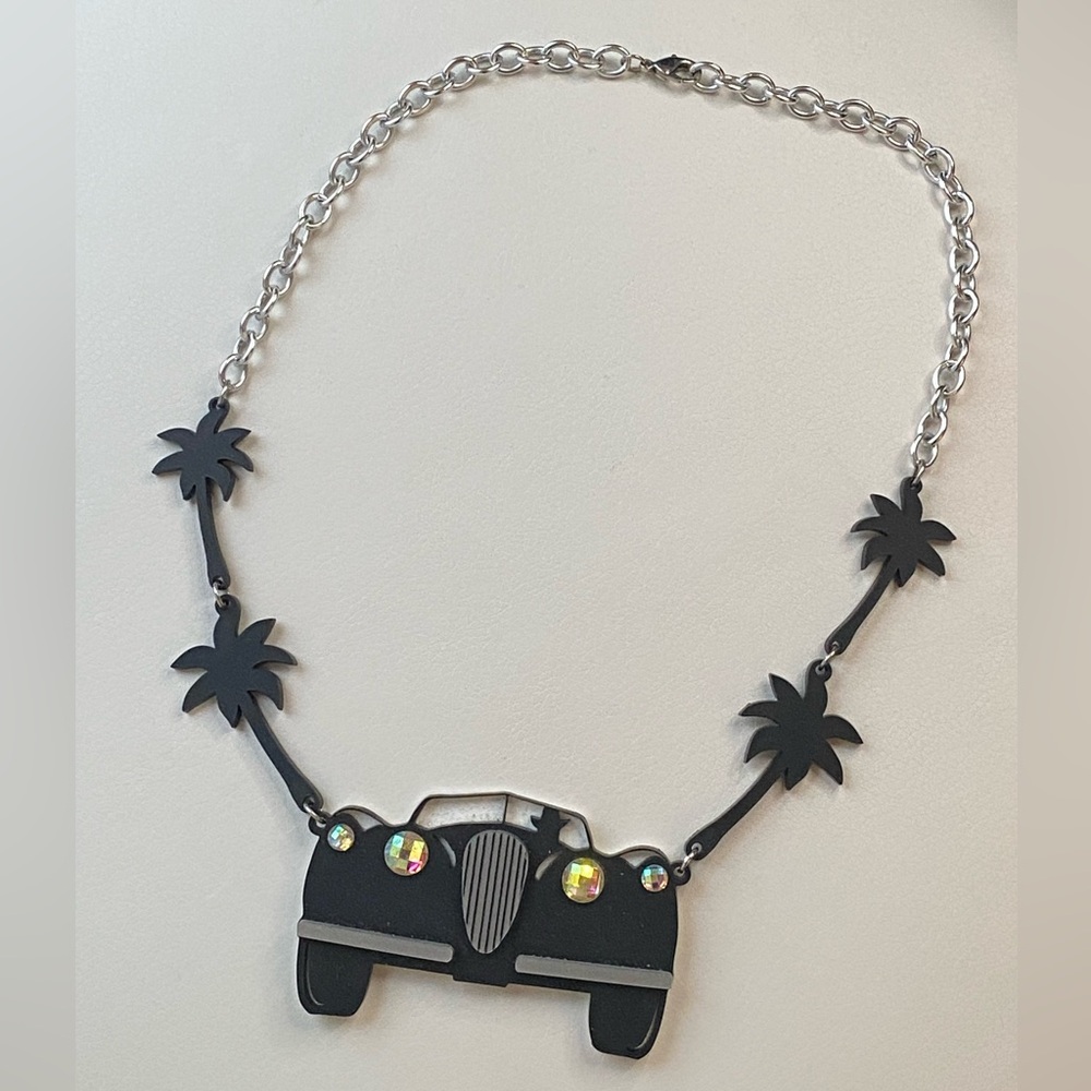 Baccurelli Acrylic statement Necklace Old Hollywood Car